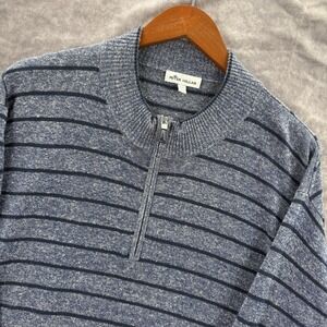 Peter Millar‎ Mens 1/4 Zip Sweater Pullover Size XXL Wool Linen Blue Striped